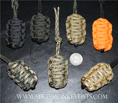 Paracord Survival Zipper Pulls w/ 2 Emergency Fishhooks